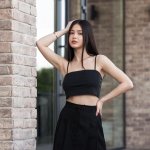 Black skirt with elongated pockets M-293 VERONIKA