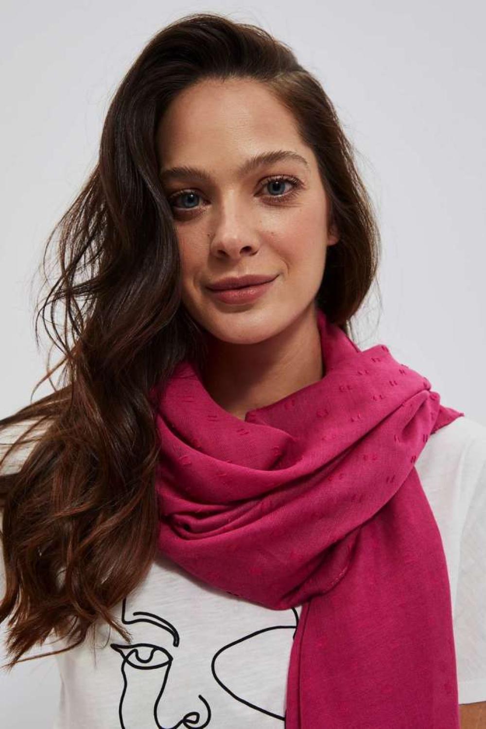 Pink scarf with jacquard dots MOODO