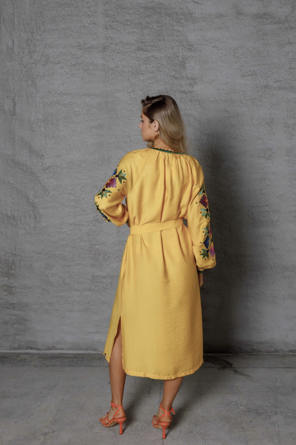 Yellow embroidered dress by Ksenia SVARGA