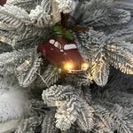 Новорічна підвіска/ Машинка темно-червона з Led підсвіткою