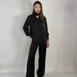 Women's black silk suit, trousers with blous STIMMA
