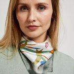A olive silk scarf with print MOODO