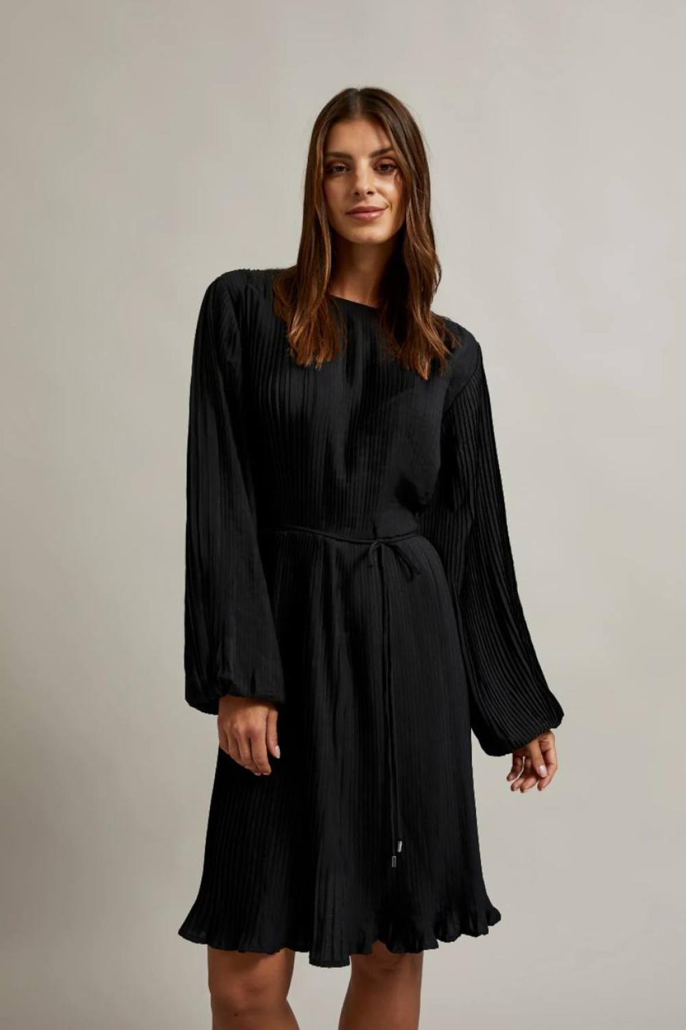 Black dress made of technicolor fabric