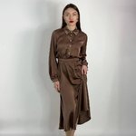 Святкова шоколадна шовкова сукня-міді