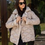 Куртка у кольорі мокко з штучним хутром