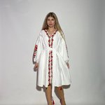 Embroidered dress women's white with red flowers