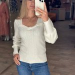 Women's milk-colored jumper FW23-201-K-realize
