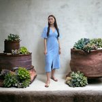 Сукня міді блакитна з льоном Stolyarchuk 891