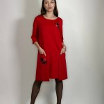 Сукня червона з квіткою woman fashion