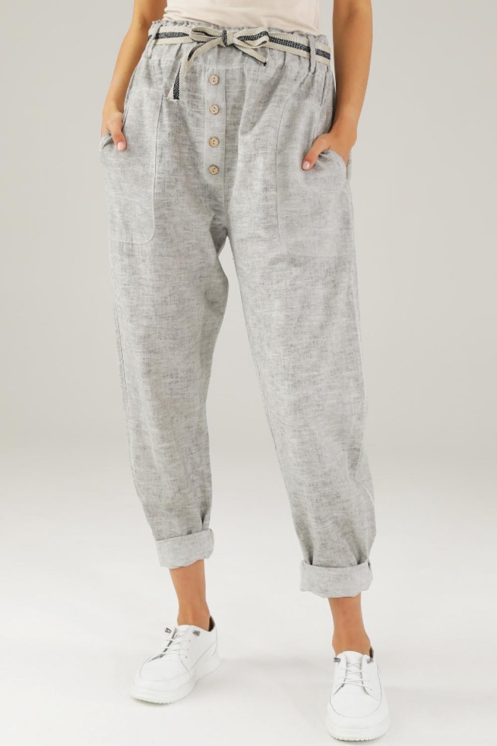 Pants gray with the addition of linen 169-21165