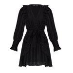 Women's black mini dress with ruffles STIMMA