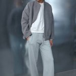 Sports straight pants gray-mint Seton STIMMA