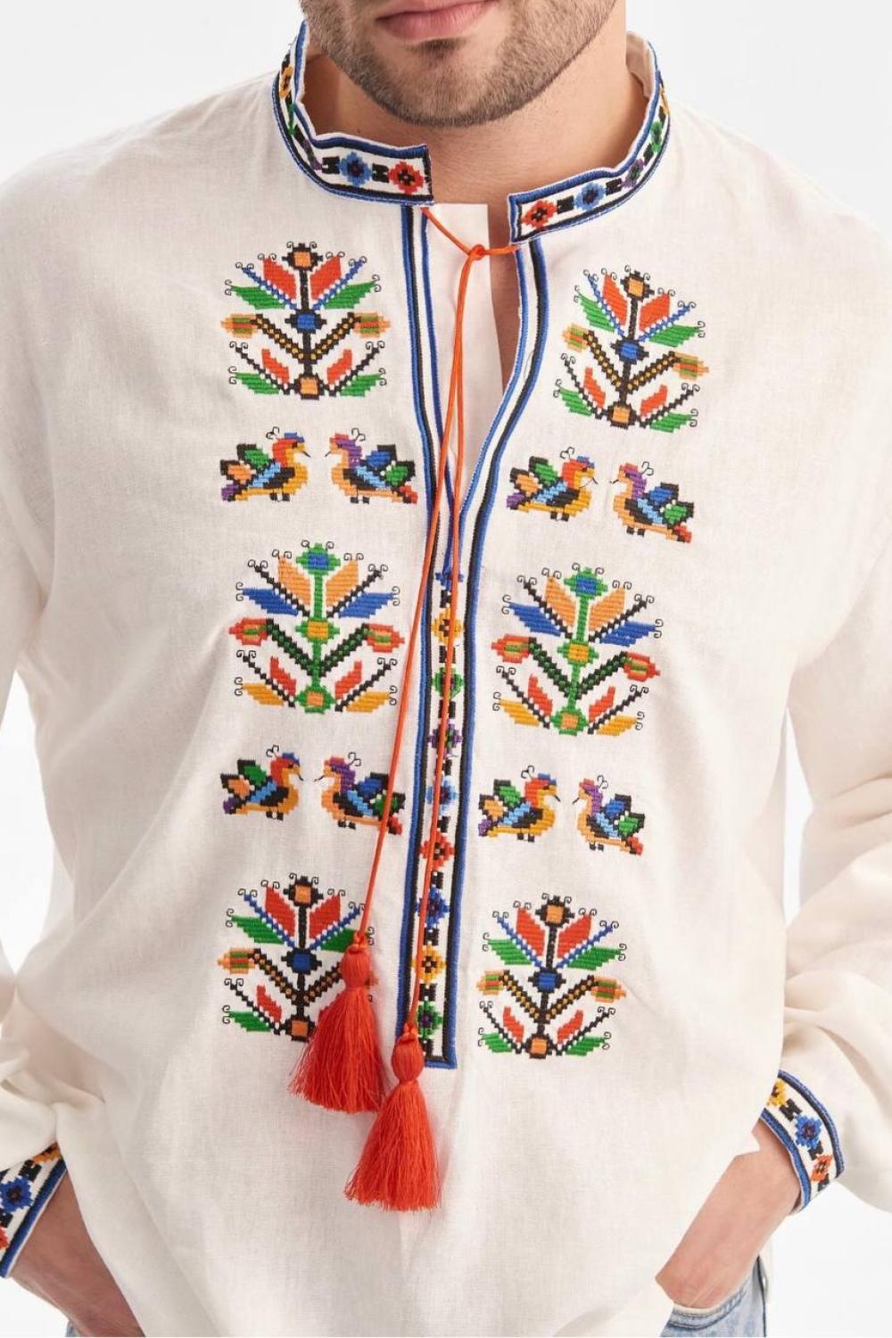 Podilska white men's embroidered shirt