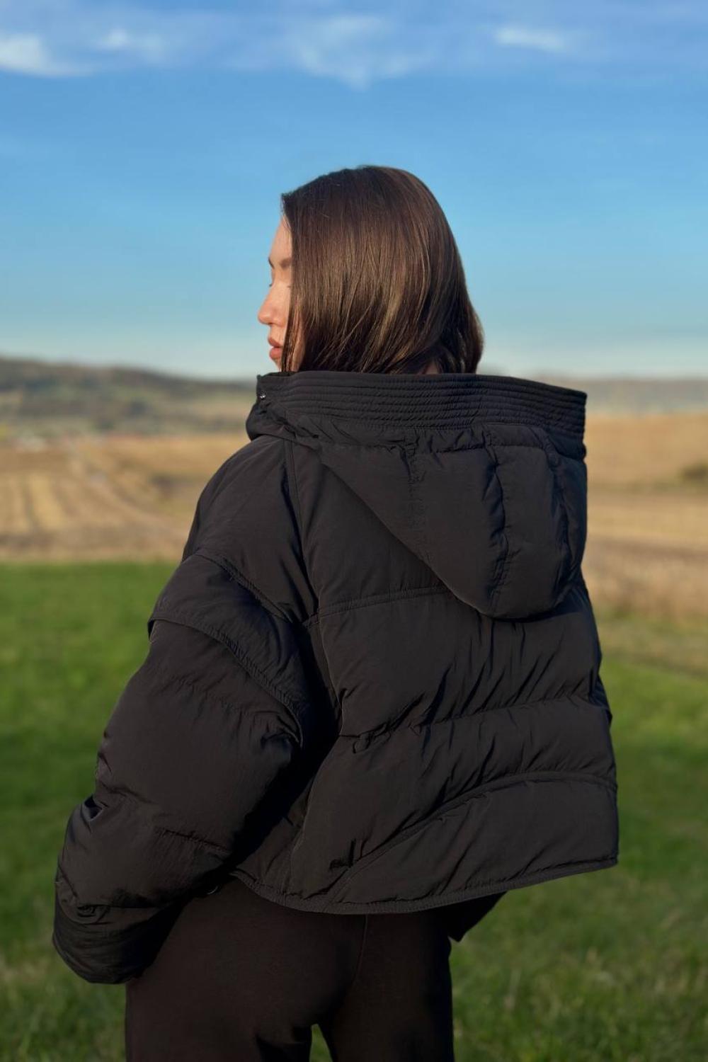 Black short vest jacket 1365-Realiz