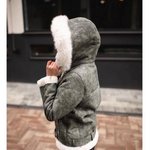 Sheepskin coat in grey color