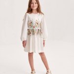 Embroidered dress with spikes for girls