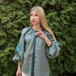 Green designer embroidered shirt for women