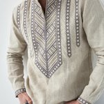Вишиванка чоловіча сіра Гори