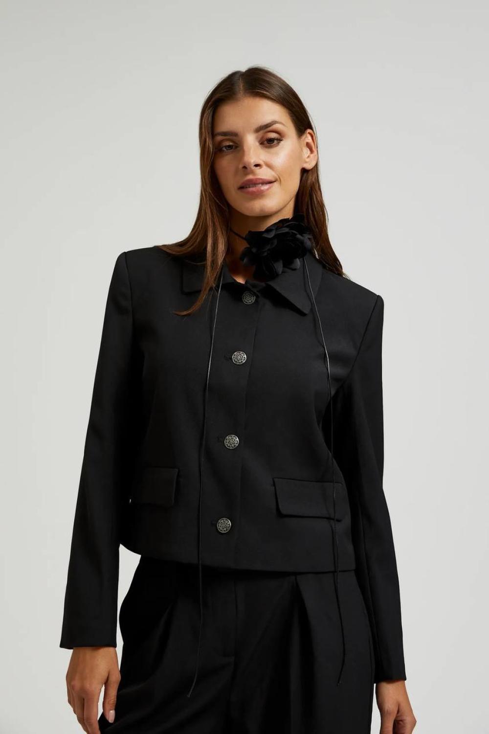Short black straight-cut jacket L-MR-4600-L-realiz