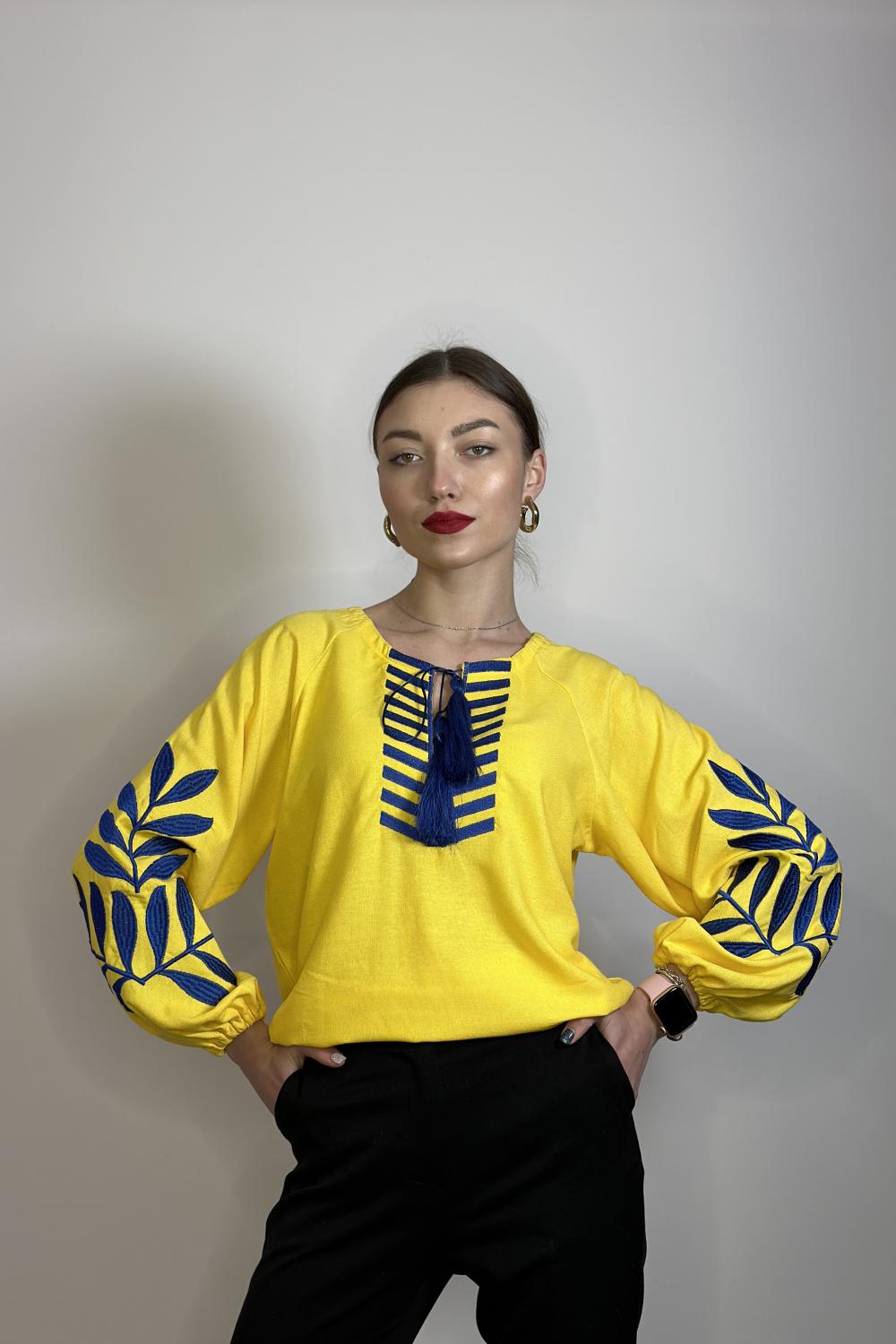 Yellow-blue embroidered Fern MEREZHKA