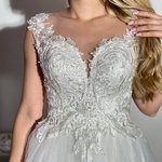 Wedding white dress made of tulle