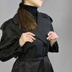 Trench coat women's black demi-season made of Fine Line cotton