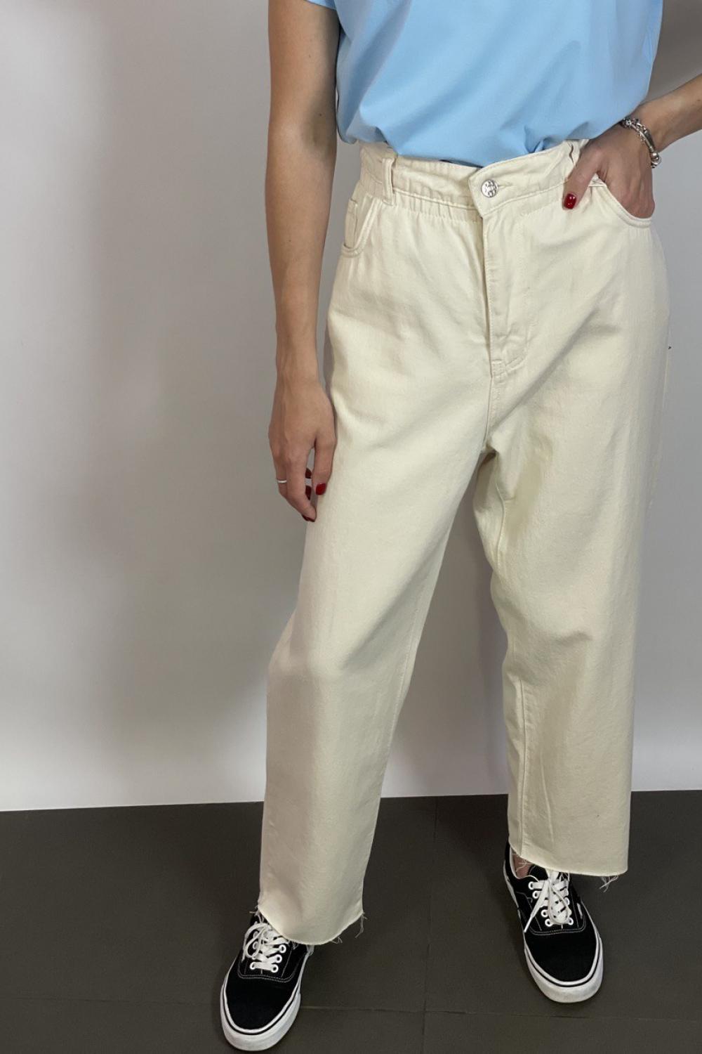 Jeans MOM Fit beige with Solmar elastic band 2231-02