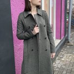 Тренч жіночий демісезонний вовняний в клітинку двубортний Vivalon