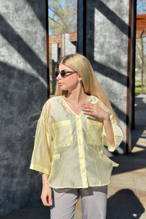 Yellow translucent blouse