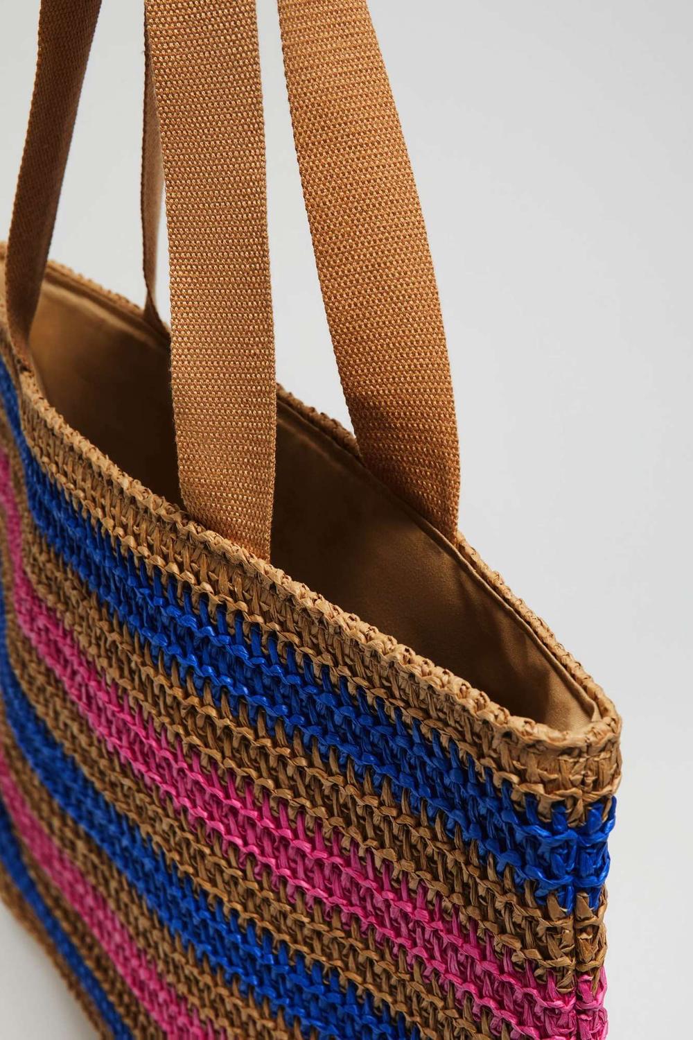 Shopper bag braid in a stripe L-TO-4013 Moodo