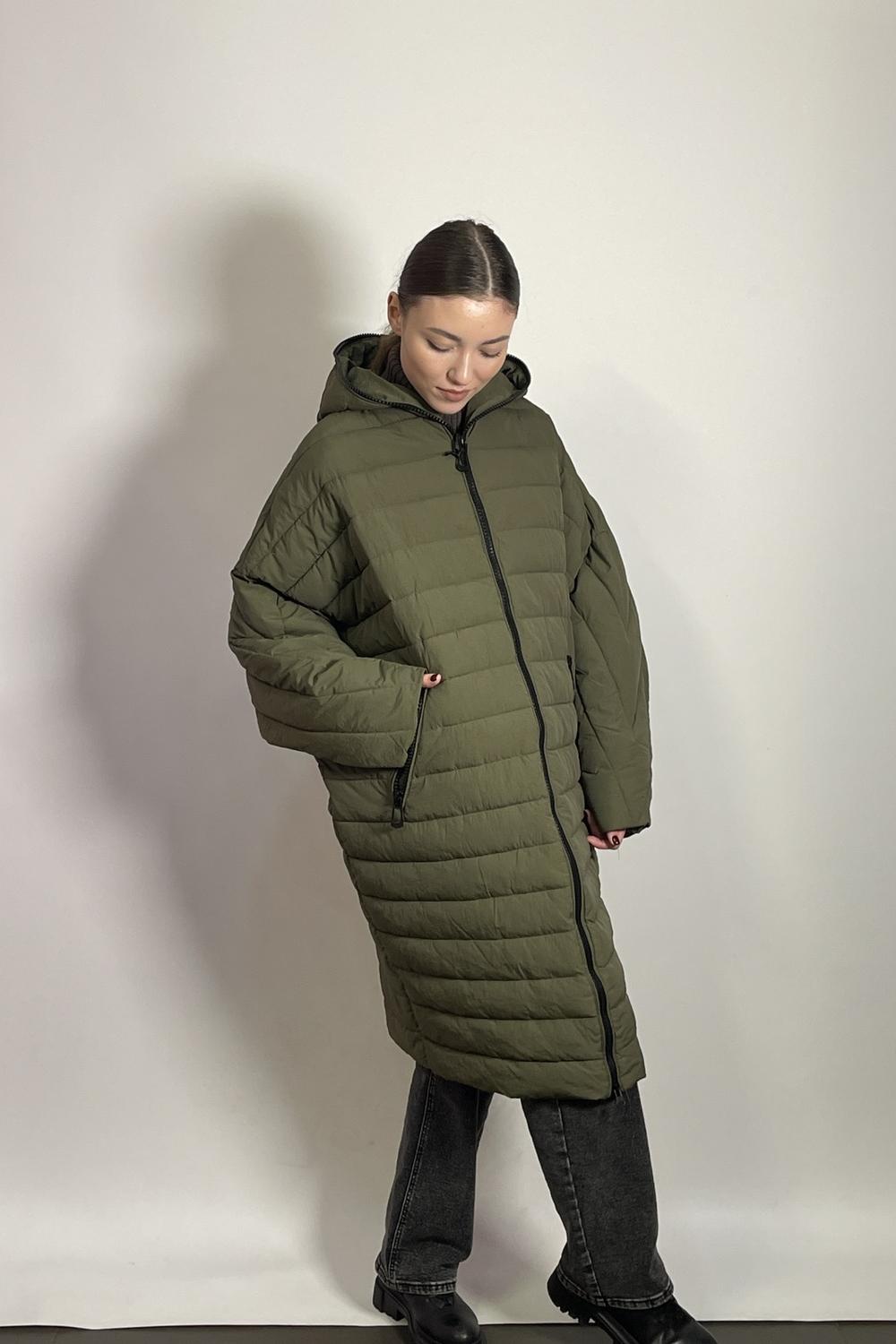 Jacket women's winter khaki with a hood FLY