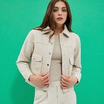 Куртка текстильна бежева на кнопках L-KU-4009 Moodo