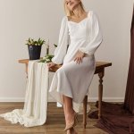 White midi length dress for a formal occasion