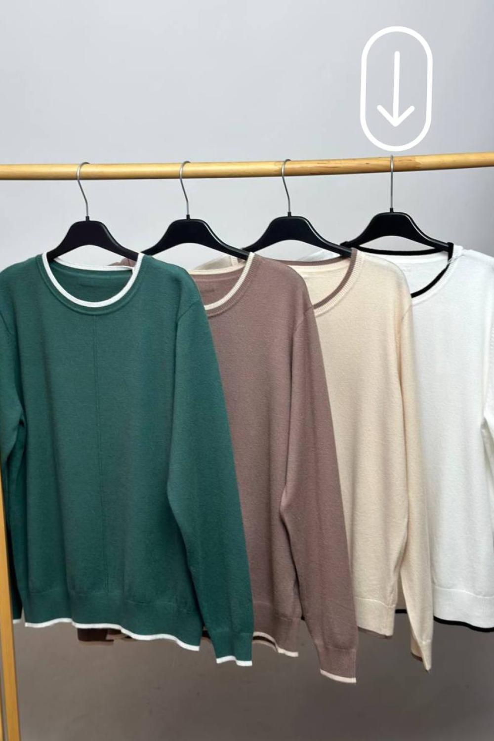 White knitted sweater with edging