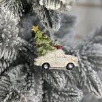 New Year's pendant/ Car white with Christmas tree