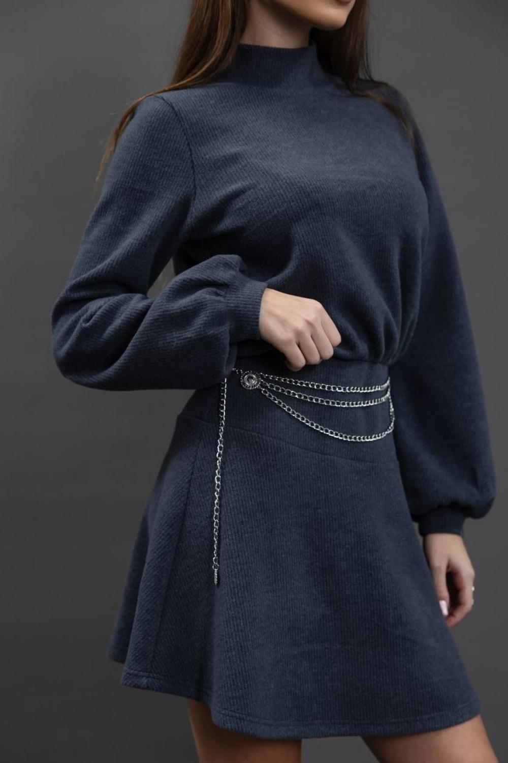 Grey knitted mini dress