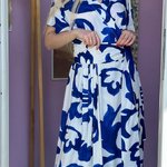 Сукня літня біла в синій принт