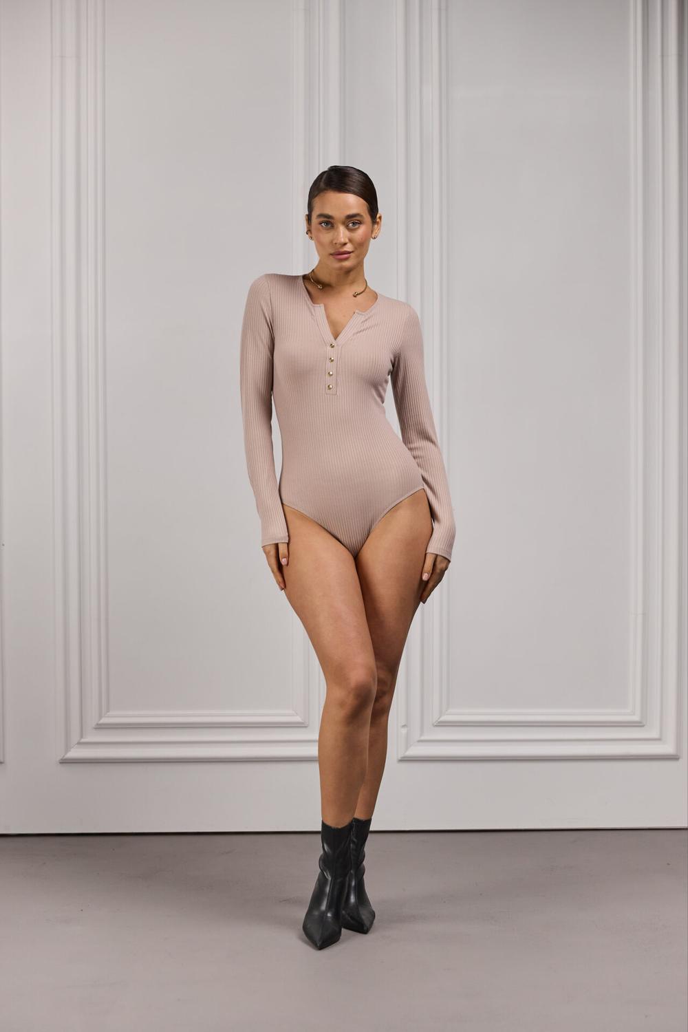 One-tone ribbed bodysuit 323