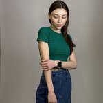 Коротка футболка зелена в рубчик Solmar