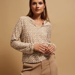 Блуза бежева з білим принтом Z-TS-4209 MOODO