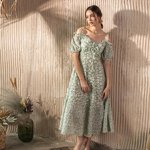 Cropped cotton dress with open shoulders 07139 MAXA