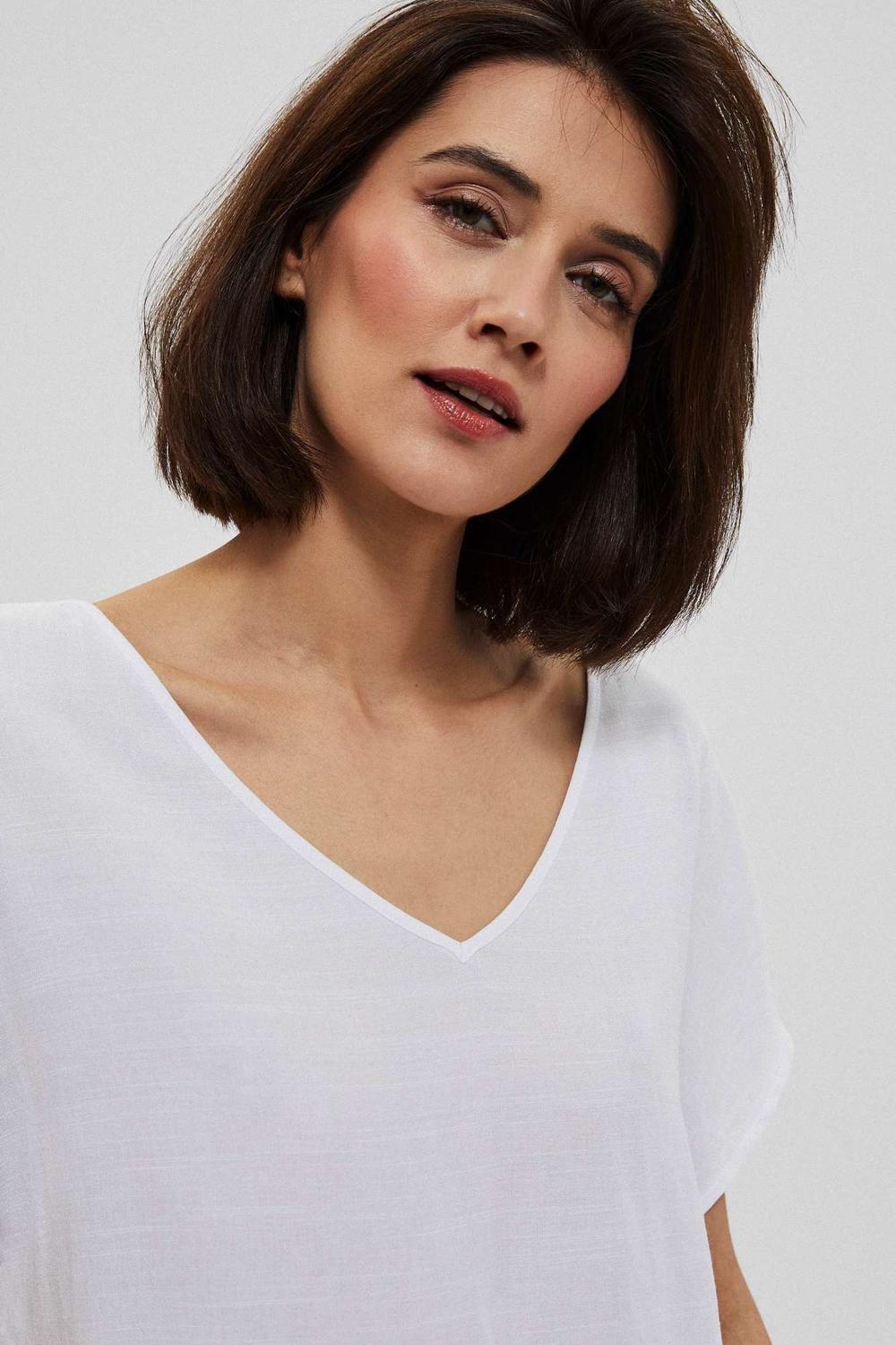 Blouse white with short sleeves Moodo L-KO-3743