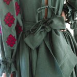 Green embroidered dress made of linen Memories EMBROIDERED GEM