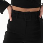 Classic black high-waisted bell-bottom pants