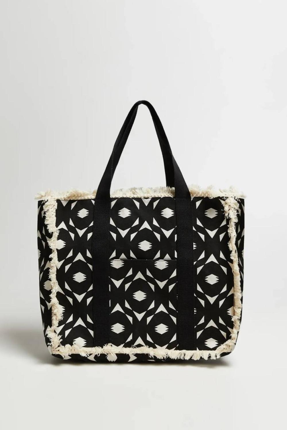 Black and white beach bag