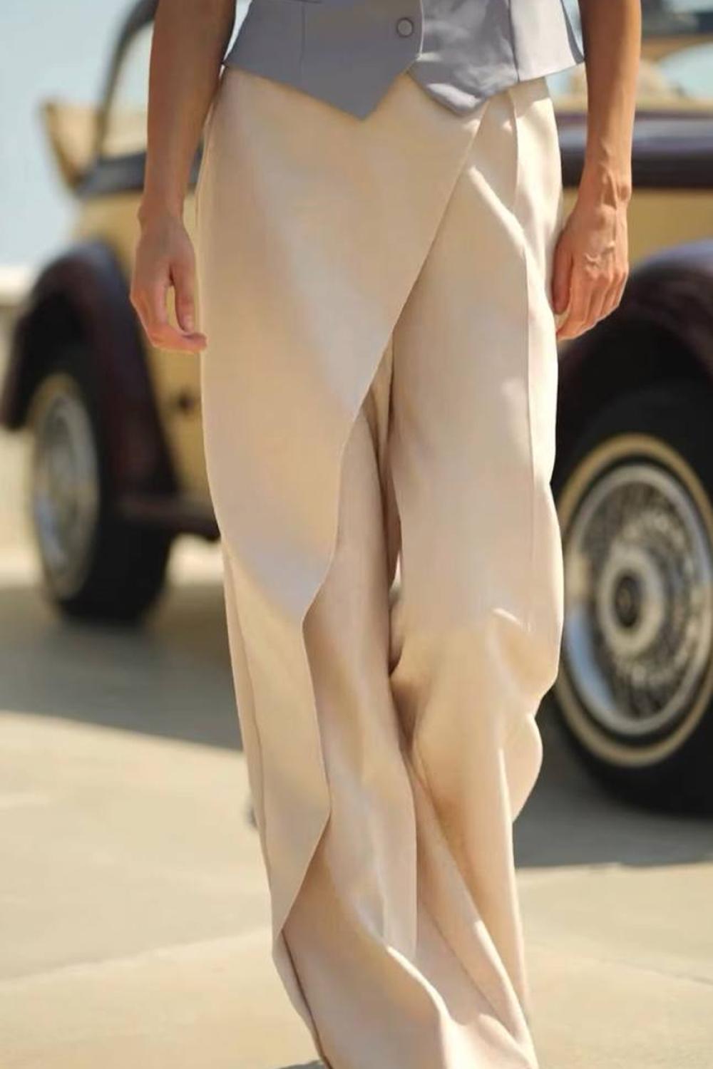 Nude loose-fit pants with a wrap 444_nude