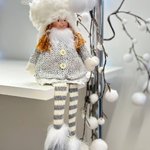 Christmas soft toy / Children in reindeer hats, 38 cm