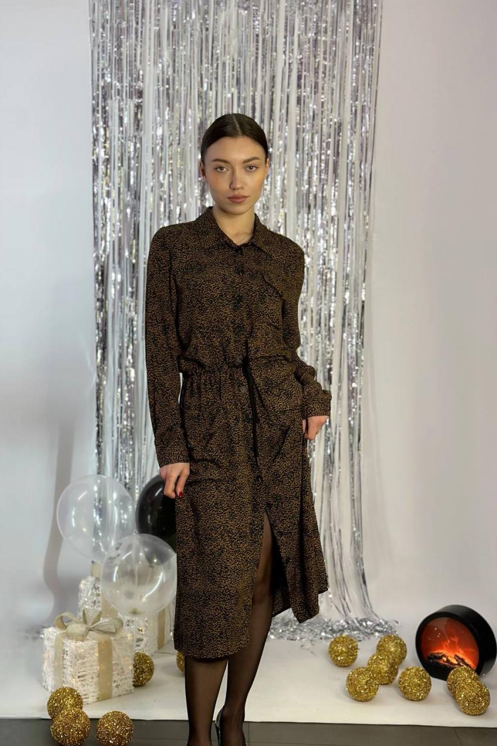 Сукня-сорочка міді леопардовий принт 20AH552. Франція. Yuka Paris