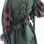 Green embroidered dress made of linen Memories EMBROIDERED GEM