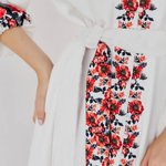 Embroidered dress women's white with red flowers